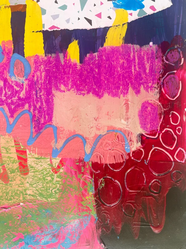 View Mixed Media Art on Paper, Abstract Painting, Colorful Wall Art, Original Intuitive Art