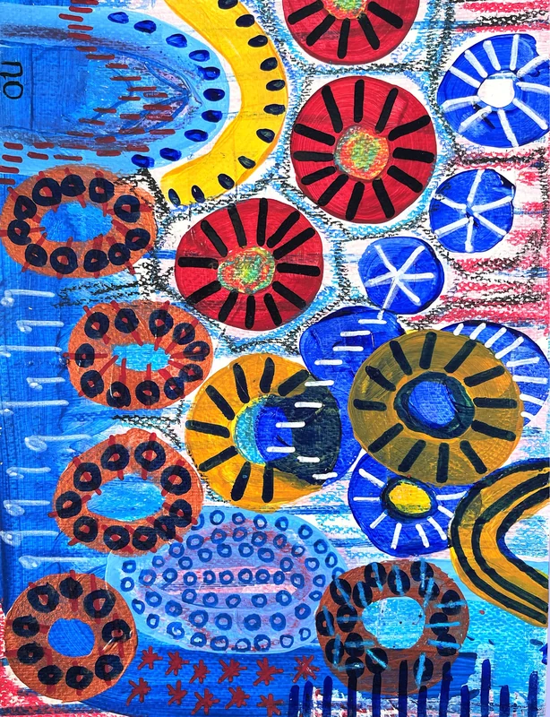 View Unique Original Abstract Wall Art on Paper - Art Journal Page - Mixed Media Painting on Paper