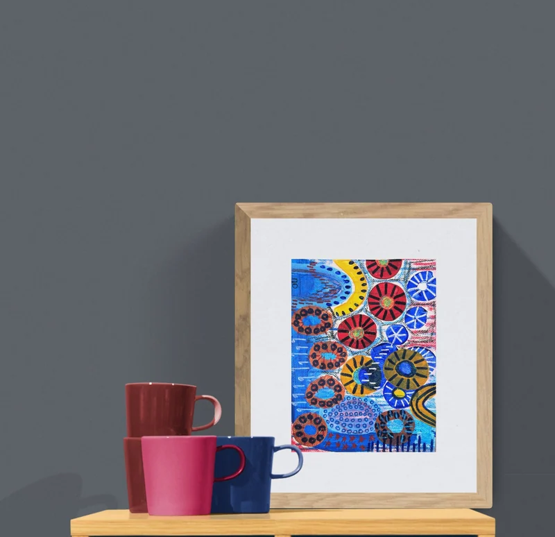 View Unique Original Abstract Wall Art on Paper - Art Journal Page - Mixed Media Painting on Paper