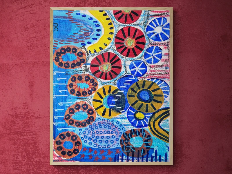 Unique Original Abstract Wall Art on Paper - Art Journal Page - Mixed Media Painting on Paper