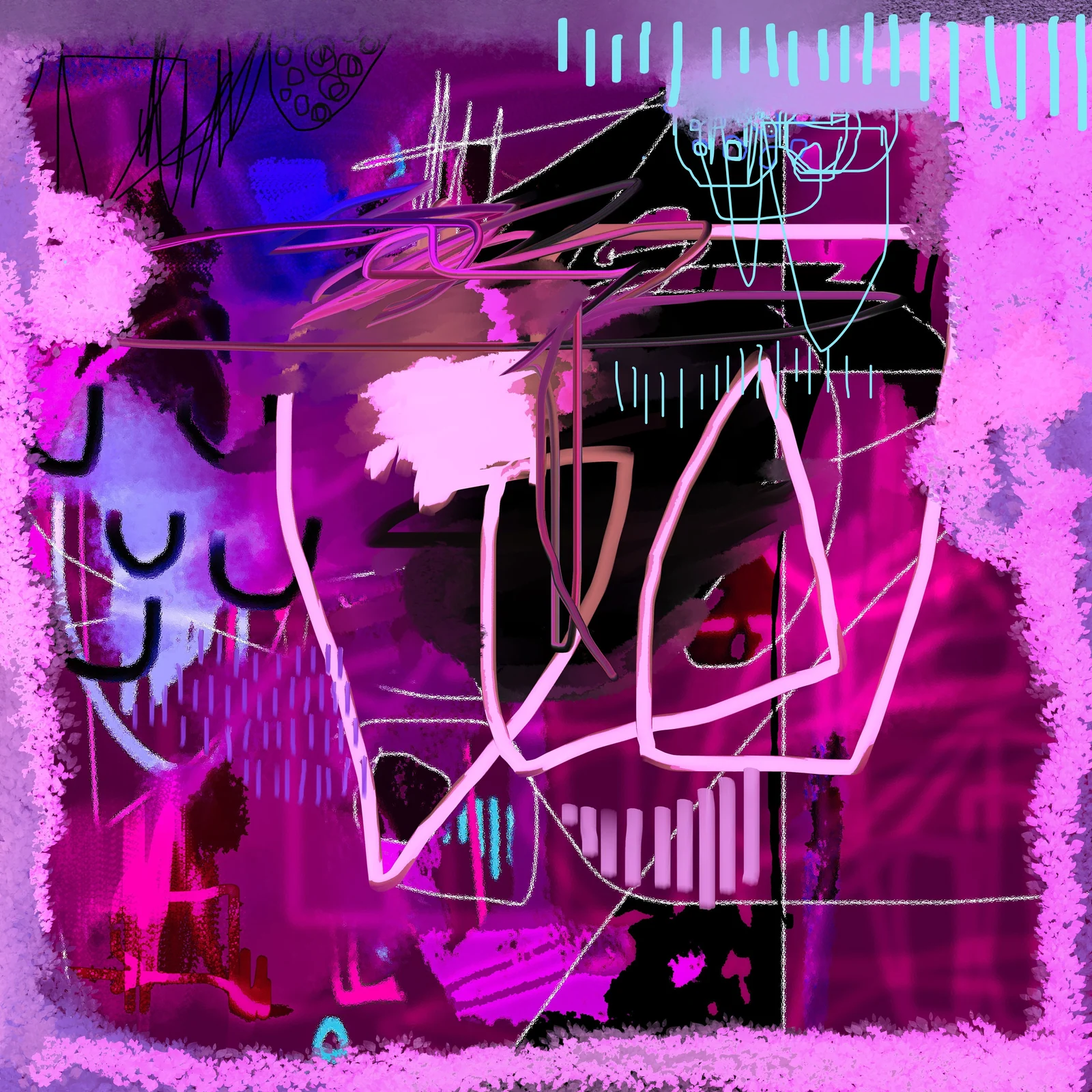 Neon Fracture | Abstract magenta digital art for download