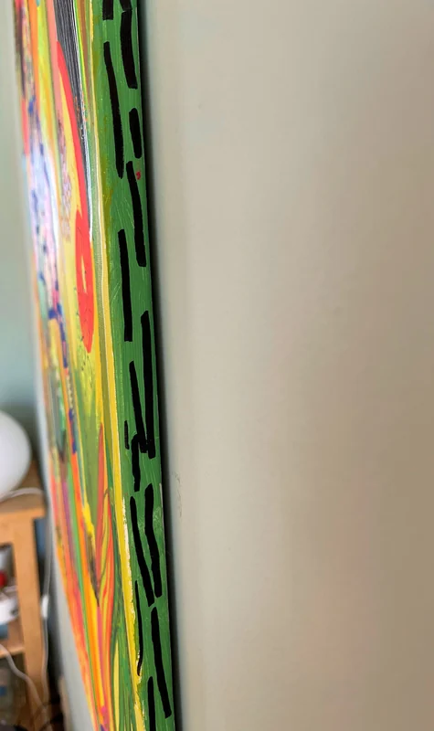 View Neon Jungle Abstract Wall Art - Large Art on Canvas - Colorful Painting on Canvas - Unique Piece