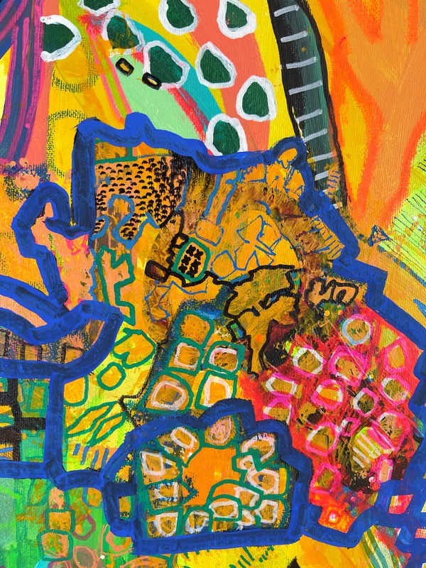 View Neon Jungle Abstract Wall Art - Large Art on Canvas - Colorful Painting on Canvas - Unique Piece