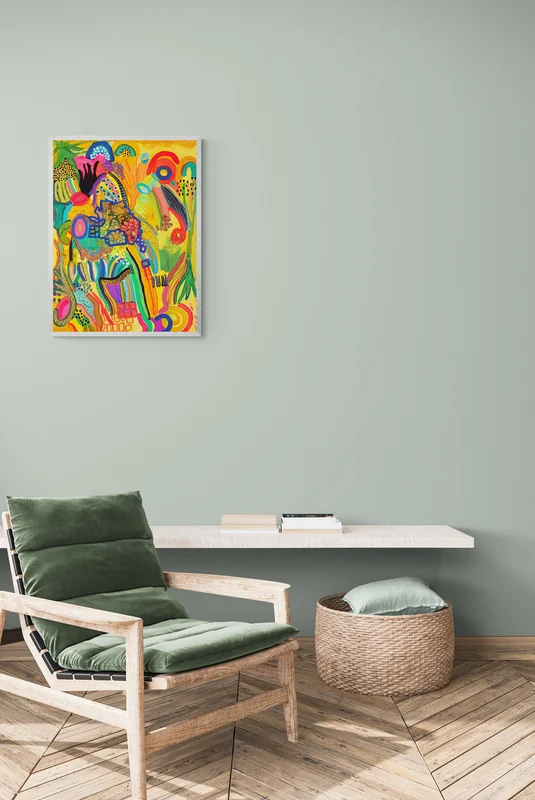 View Neon Jungle Abstract Wall Art - Large Art on Canvas - Colorful Painting on Canvas - Unique Piece