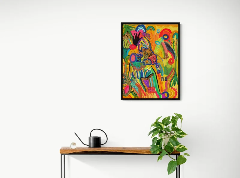 View Neon Jungle Abstract Wall Art - Large Art on Canvas - Colorful Painting on Canvas - Unique Piece