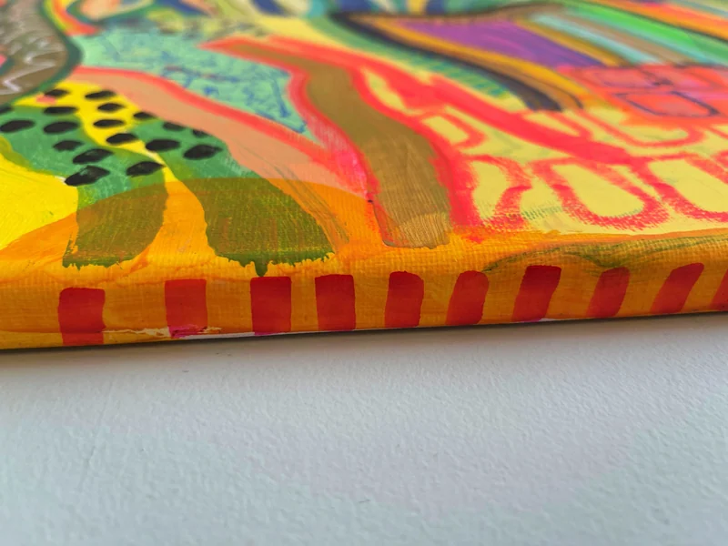 View Neon Jungle Abstract Wall Art - Large Art on Canvas - Colorful Painting on Canvas - Unique Piece