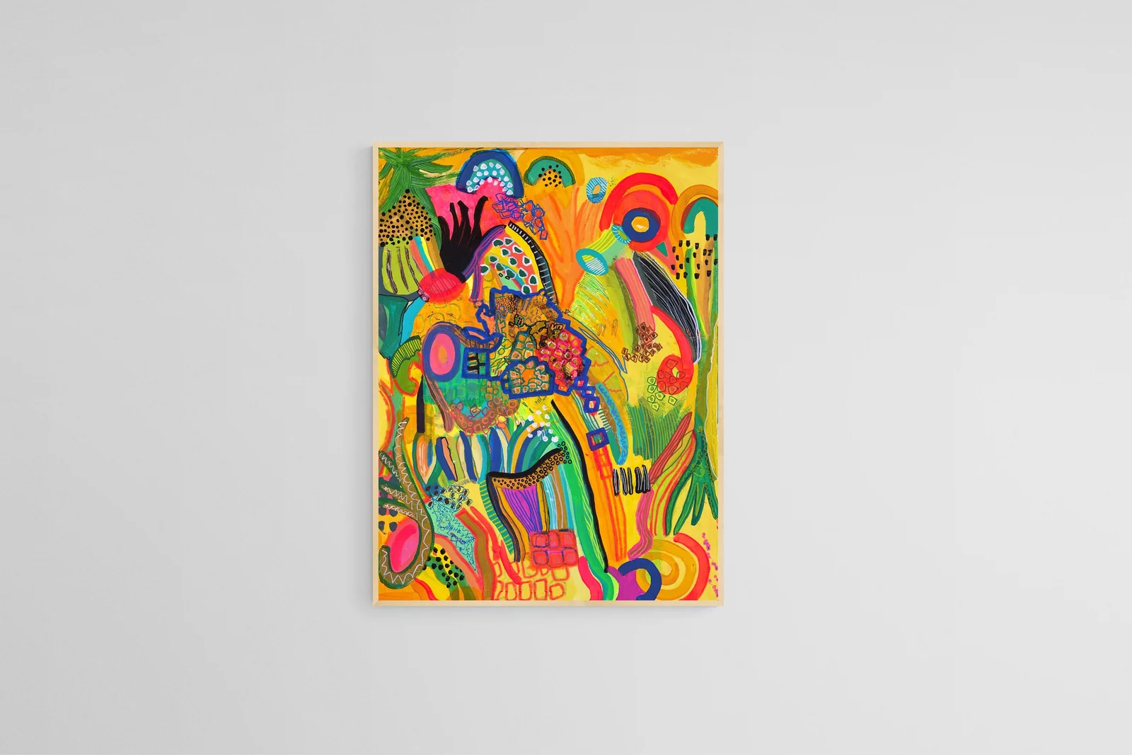 Neon Jungle Abstract Wall Art - Large Art on Canvas - Colorful Painting on Canvas - Unique Piece