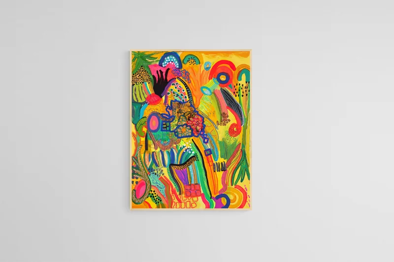 Neon Jungle Abstract Wall Art - Large Art on Canvas - Colorful Painting on Canvas - Unique Piece