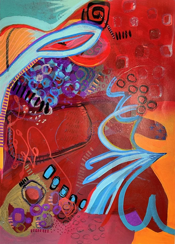 View Colorful Intuitive Wall Art - Mixed Media Abstract- Sunset Abstraction - Contemporary Abstract