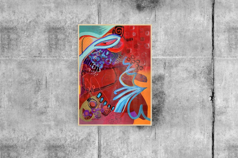 View Colorful Intuitive Wall Art - Mixed Media Abstract- Sunset Abstraction - Contemporary Abstract