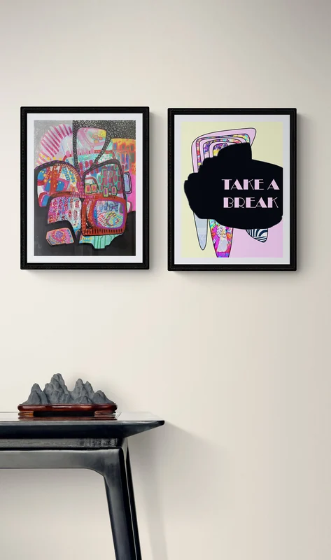 View Colorful Abstract Mixed Media Artwork - Unique Wall Art - Floral Art - Mixed Media Wall Art on Paper