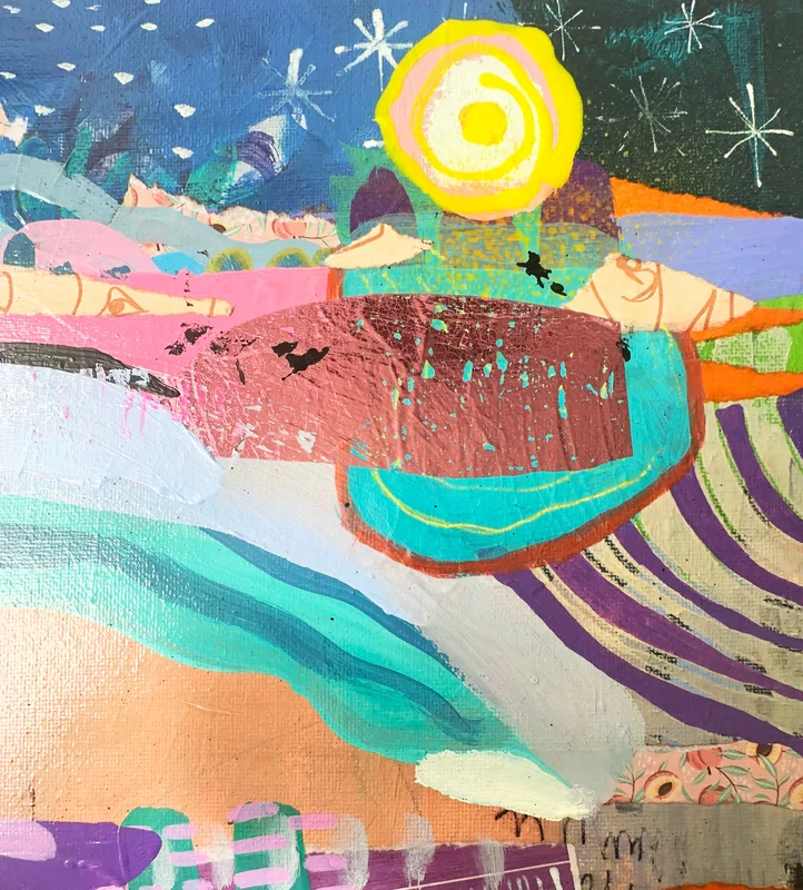 View Abstract Expressionist Landscape Painting, Colorful Wall Art on Canvas, Fields Abstraction Artwork, Intuitive Artwork, Modern Painting