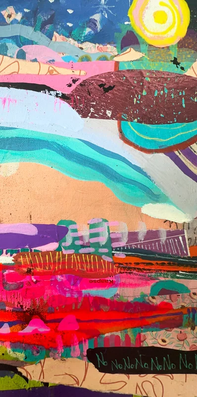 View Abstract Expressionist Landscape Painting, Colorful Wall Art on Canvas, Fields Abstraction Artwork, Intuitive Artwork, Modern Painting