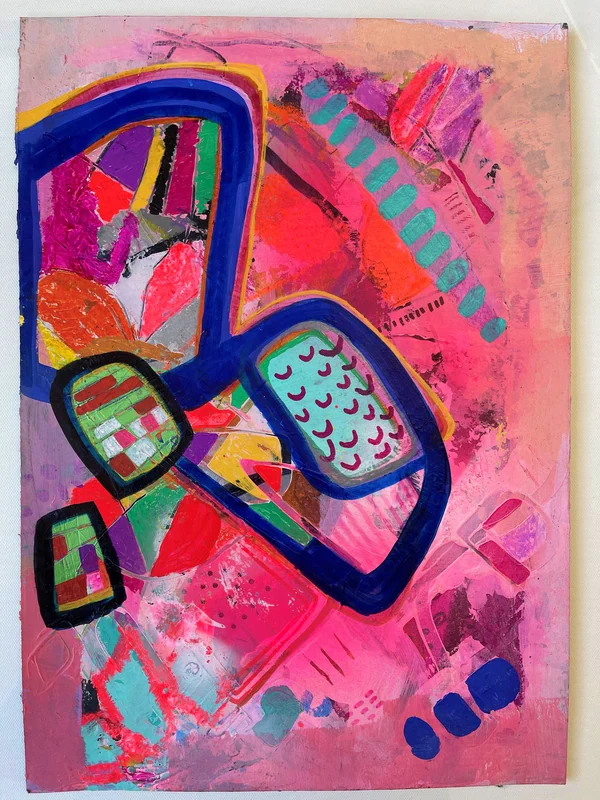 View Abstract Original Painting - Pokemon Rattata Abstract - Intuitive Painting - Small Artwork - Pink Homes