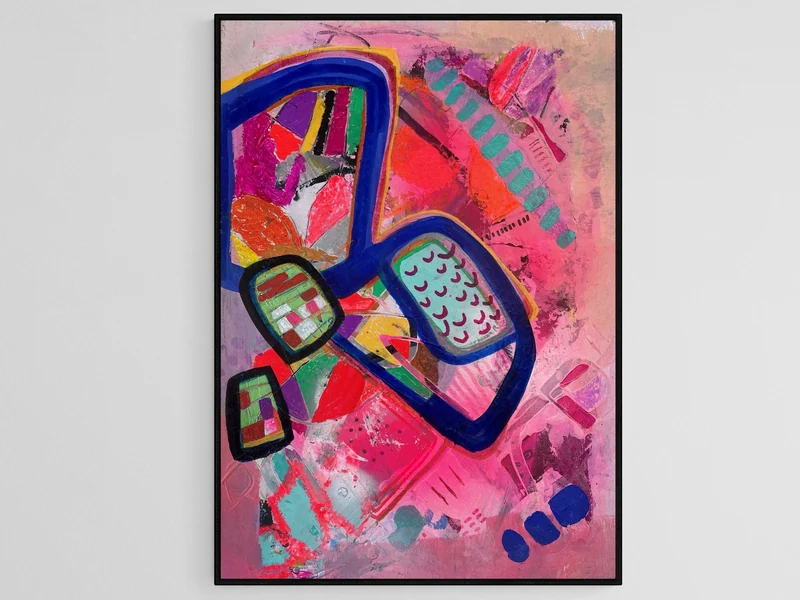 View Abstract Original Painting - Pokemon Rattata Abstract - Intuitive Painting - Small Artwork - Pink Homes
